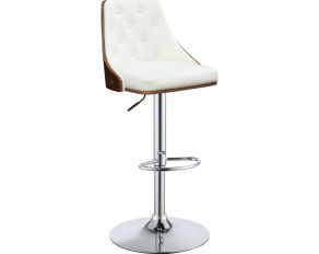 Camila Armless Stool with Swivel in White and Walnut