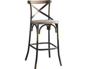 Zaire Bar Stool in Antique Copper and Antique Oak