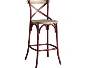 Zaire Bar Stool in Antique Red and Antique Oak