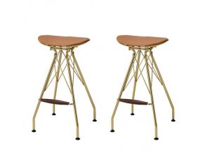 Dragea Set of 2 Bar Stools in Whiskey and Gold