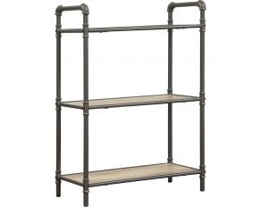 Itzel 3 Shelves Bookcase in Antique Oak and Sandy Gray