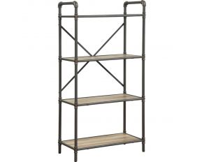 Itzel 4 Shelves Bookcase in Antique Oak and Sandy Gray