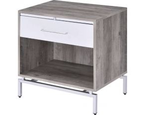 Cistus Accent Table in Weathered Gray Oak and White