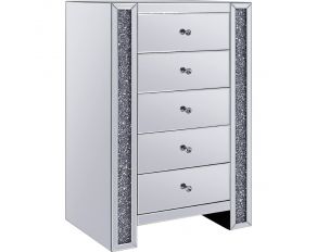 Noralie Mirrored 5 Drawer Chest with Faux Diamonds