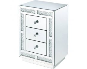 Mallika Accent Night Table with Faux Crystals in Mirrored Finish