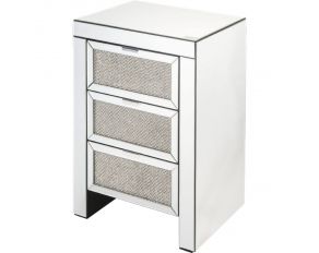 Lavina 3 Drawer Accent Table with Faux Diamonds in Mirrored Finish