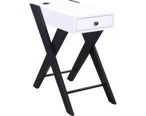 Fierce Accent Side Table in White and Black Finish