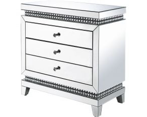 Lotus 3 Drawer Mirrored Accent Console Table with Faux Crystals