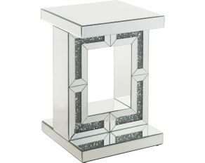 Noralie Mirrored Square Accent Table with Faux Diamonds