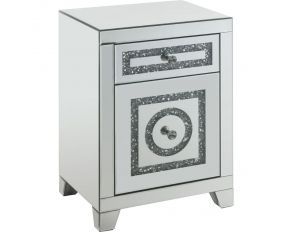 Noralie Mirrored Storage Accent Table with Faux Diamonds