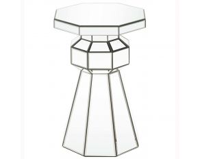 Meria Mirrored Accent Table with Pedestal Base