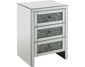 Noralie Mirrored Storage Accent Table with Faux Diamond Inlays