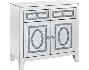 Noralie Mirrored Accent Cabinet with Faux Diamonds