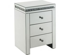 Noralie Mirrored 3 Drawer Accent Table with Faux Diamonds and Sled Base