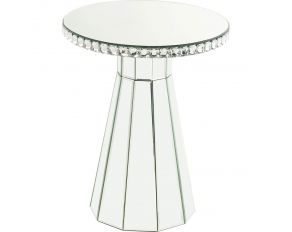 Lotus 16 Inch Accent Table with Faux Crystals Inlay in Mirrored Finish