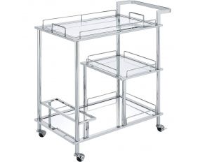 Splinter Serving Cart in Clear Glass and Chrome Finish