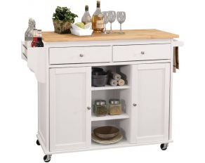 Tullarick Kitchen Cart in Natural and White