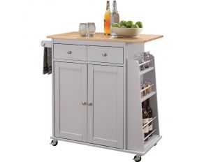 Tullarick Kitchen Cart in Natural and Gray