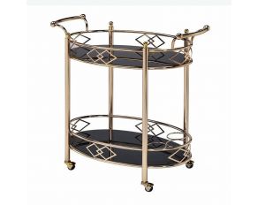 Ottesen Serving Cart in Gold and Black Glass