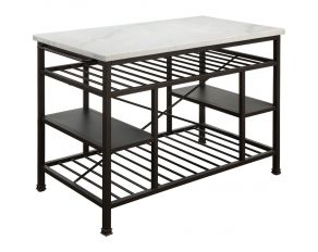 Lanzo Kitchen Island with Marble Top in Gunmetal Finish