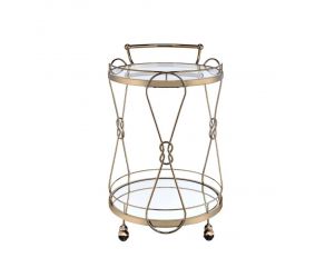 Zekera Round Serving Cart in Champagne