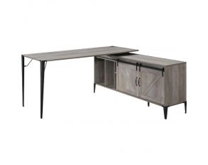 Zakwani Writing Desk in Gray Oak and Black Finish