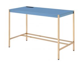 Midriaks Writing Desk in Navy Blue and Gold Finish