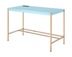 Midriaks Writing Desk in Baby Blue and Gold Finish