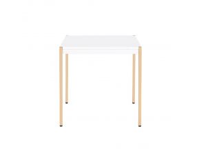 Otrac End Table in White and Gold Finish