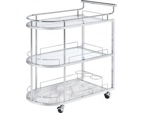 Inyo Serving Cart with Clear Glass in Chrome Finish