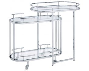 Piffo Serving Cart in Clear Glass and Chrome Finish