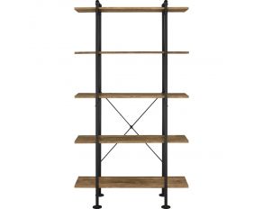 Nefo Bookcase in Rustic Oak and Black Finish