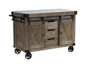 Alforvott Serving Cart with Marble Top in Weathered Gray Finish