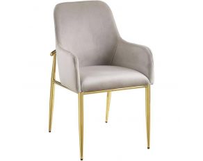 Barnard Set of 2 Sides Chairs in Gray and Mirrored Gold Finish