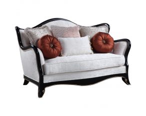 Nurmive Loveseat with 6 Pillows in Beige