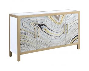 Cicero Console Table in Gold and White Finish