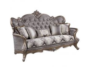 Elozzol Sofa with 5 pillows in Antique Bronze Finish