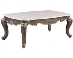 Elozzol Coffee Table with Marble Top in Antique Bronze Finish