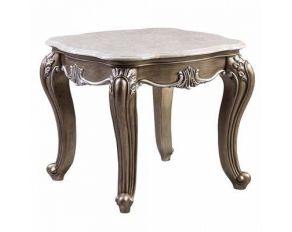 Elozzol End Table with Marble Top in Antique Bronze Finish