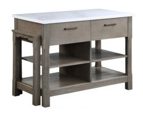 Feivel Counter Height Table with Marble Top in Rustic Oak Finish