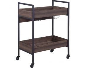 Jerrick Kitchen Island in Walnut and Black Finish