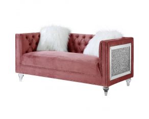 HeiberoII Loveseat with 2 Pillows in Pink