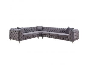 Wugtyx Sectional Sofa in Dark Gray Velvet