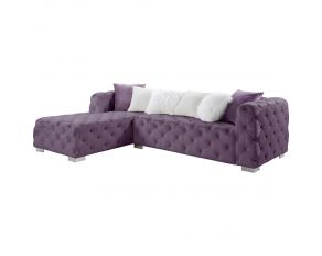 Qokmis Sectional Sofa with 6 Pillows in Purple