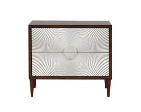 Shimas Accent Table in Silver and Walnut Finish