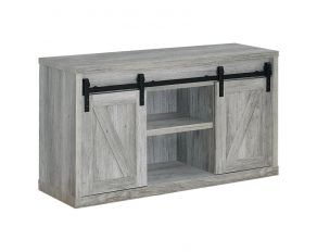 48-Inch 3-Shelf Sliding Doors TV Console in Grey Driftwood