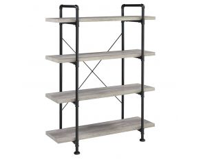 Delray 4-Tier Open Shelving Bookcase in Grey Driftwood And Black