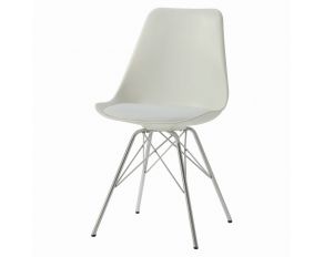 Lowry Armless Dining Chairs in White And Chrome