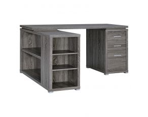 Yvette L-Shape Office Desk in Weathered Grey