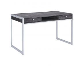 Wallice 2-Drawer Writing Desk in Weathered Grey And Chrome